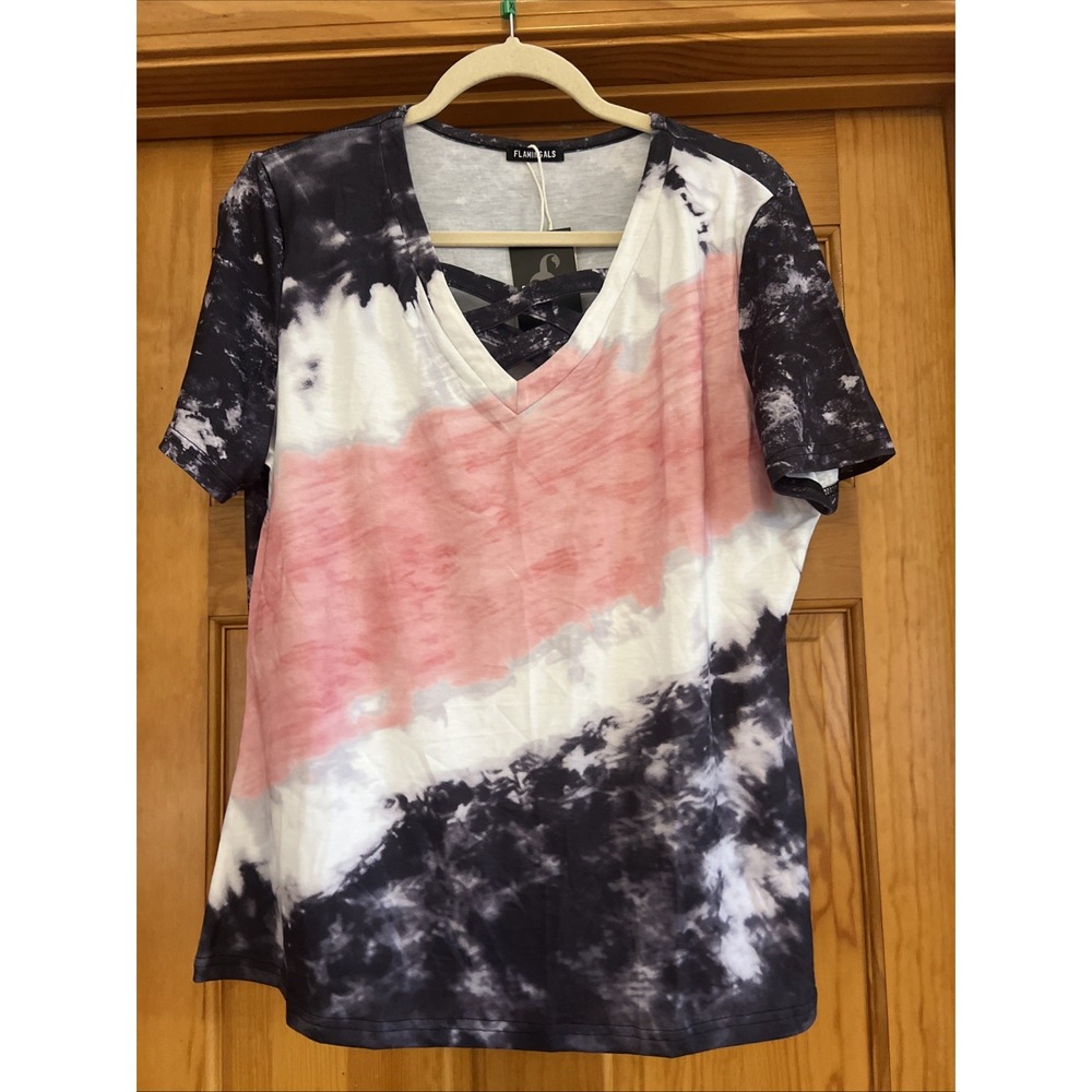 Flamingals Women's Short Sleeve T-Shirt  Tie Dye Sz XL